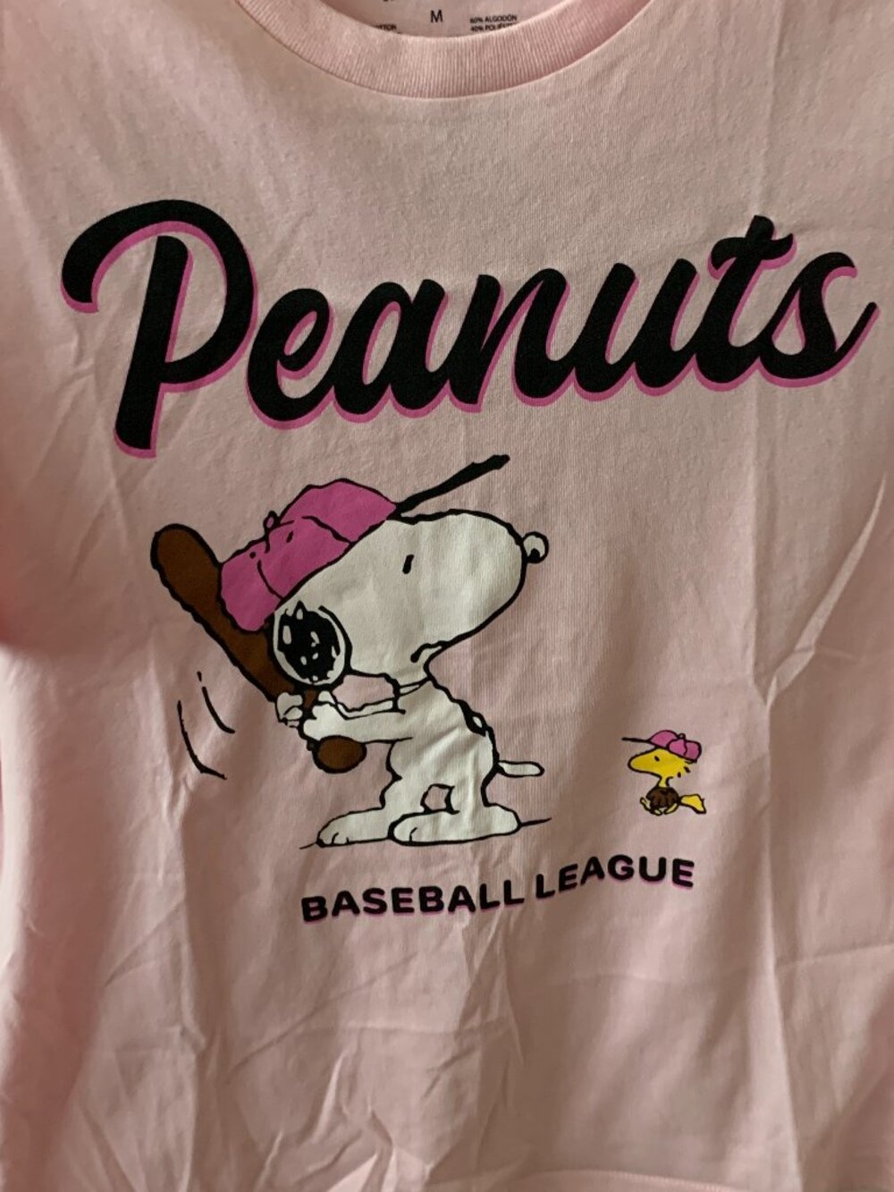 PEANUTS Snoopy & Friends Baseball League Short Sleeve Tee in Pink Sz MEDIUM - Picture 2 of 4